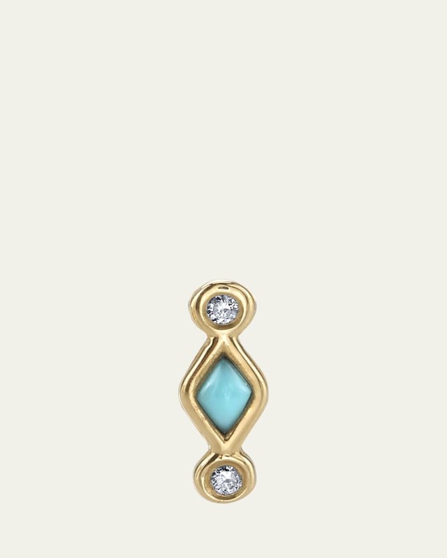 Turquoise and Diamond Bezel Stud Earrings